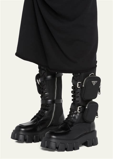 mens prada monolith boots|prada boots with pouch price.